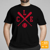 Vintage Cleveland Baseball Emblem Fanatic T-Shirt: Ideal Gifts for Him & Her, Baseball Lovers & Enthusiasts - Retro Style Game Day Tee - Black, Plus Size