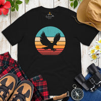 Camping T-Shirt - Vintage Eagle Tee Shirt - Presents, Gift Ideas for Bird & Nature Lovers, Birdwatchers, Birders - 4th of July T-Shirt - Black