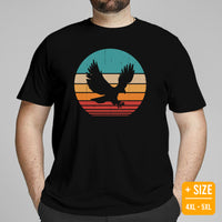 Camping T-Shirt - Vintage Eagle Tee Shirt - Presents, Gift Ideas for Bird & Nature Lovers, Birdwatchers, Birders - 4th of July T-Shirt - Black, Large Size for Overweight