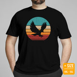 Camping T-Shirt - Vintage Eagle Tee Shirt - Presents, Gift Ideas for Bird & Nature Lovers, Birdwatchers, Birders - 4th of July T-Shirt - Black, Large Size for Overweight