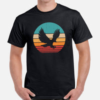 Camping T-Shirt - Vintage Eagle Tee Shirt - Presents, Gift Ideas for Bird & Nature Lovers, Birdwatchers, Birders - 4th of July T-Shirt - Black, Men