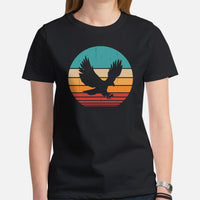 Camping T-Shirt - Vintage Eagle Tee Shirt - Presents, Gift Ideas for Bird & Nature Lovers, Birdwatchers, Birders - 4th of July T-Shirt - Black, Women