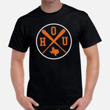Vintage Houston Baseball Emblem Fanatic T-Shirt: Gift Ideas for Him & Her, Baseball Enthusiasts & Lovers - Retro Style Game Day Tee - Black, Men