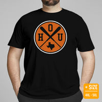 Vintage Houston Baseball Emblem Fanatic T-Shirt: Gift Ideas for Him & Her, Baseball Lovers & Enthusiasts - Retro Style Game Day Shirt - Black, Plus Size