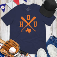 Vintage Houston Baseball Emblem Fanatic T-Shirt: Ideal Gifts for Him & Her, Baseball Lovers & Enthusiasts - Retro Style Game Day Shirt - Navy