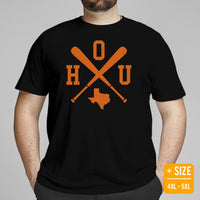 Vintage Houston Baseball Emblem Fanatic T-Shirt: Ideal Gifts for Him & Her, Baseball Lovers & Enthusiasts - Retro Style Game Day Shirt - Black, Plus Size