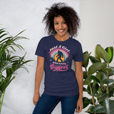 Camping & Hiking Shirt - Presents, Gift Ideas for Happy Campers & Hikers - Bigfoot Sasquatch Tee Shirt - A Girl Who Loves Bigfoot T-Shirt - Navy