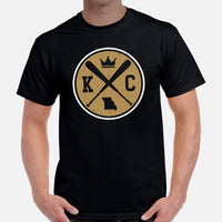 Vintage Kansas City Baseball Emblem Fanatic T-Shirt: Gift Ideas for Him & Her, Baseball Lovers & Enthusiasts - Retro Style Game Day Tee - Black, Men
