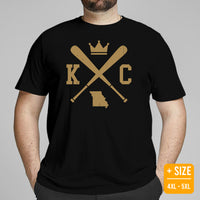 Vintage Kansas City Baseball Emblem Fanatic T-Shirt: Ideal Gifts for Him & Her, Baseball Lovers & Enthusiasts - Retro Game Day Tee - Black, Plus Size