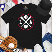 Vintage Los Angeles Baseball Emblem Fanatic T-Shirt: Gift Ideas for Him & Her, Baseball Enthusiasts & Lovers - Retro Style Game Day Tee - Black