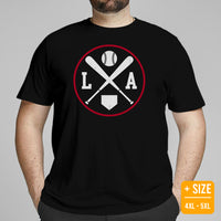 Vintage Los Angeles Baseball Emblem Fanatic T-Shirt: Gift Ideas for Him & Her, Baseball Enthusiasts & Lovers - Retro Style Game Day Tee - Black, Plus Size