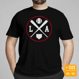 Vintage Los Angeles Baseball Emblem Fanatic T-Shirt: Gift Ideas for Him & Her, Baseball Enthusiasts & Lovers - Retro Style Game Day Tee - Black, Plus Size
