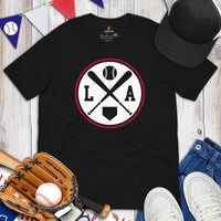 Vintage Los Angeles Baseball Emblem Fanatic T-Shirt: Gift Ideas for Him & Her, Baseball Lovers & Enthusiasts - Retro Style Game Day Tee - Black
