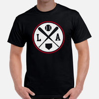 Vintage Los Angeles Baseball Emblem Fanatic T-Shirt: Gift Ideas for Him & Her, Baseball Lovers & Enthusiasts - Retro Style Game Day Tee - Black, Men