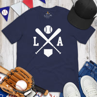 Vintage Los Angeles Baseball Emblem Fanatic T-Shirt: Ideal Gifts for Him & Her, Baseball Lovers & Enthusiasts - Game Day Tee - Navy