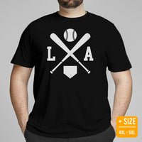 Vintage Los Angeles Baseball Emblem Fanatic T-Shirt: Ideal Gifts for Him & Her, Baseball Lovers & Enthusiasts - Game Day Tee - Black, Plus Size
