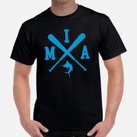 Vintage Miami Baseball Emblem Fanatic T-Shirt: Ideal Gifts for Him & Her, Baseball Lovers & Enthusiasts - Retro Style Game Day Shirt - Black, Men