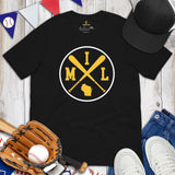 Vintage Milwaukee Baseball Emblem Fanatic T-Shirt: Gift Ideas for Him & Her, Baseball Enthusiasts & Lovers - Retro Game Day Tee - Black