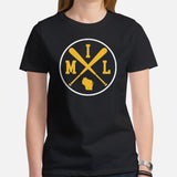 Vintage Milwaukee Baseball Emblem Fanatic T-Shirt: Gift Ideas for Him & Her, Baseball Enthusiasts & Lovers - Retro Game Day Tee - Black, Women