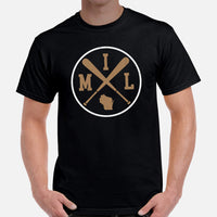 Vintage Milwaukee Baseball Emblem Fanatic T-Shirt: Gift Ideas for Him & Her, Baseball Enthusiasts & Lovers - Retro Style Game Day Tee - Black, Men