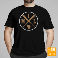 Vintage Milwaukee Baseball Emblem Fanatic T-Shirt: Gift Ideas for Him & Her, Baseball Enthusiasts & Lovers - Retro Style Game Day Tee - Black, Plus Size