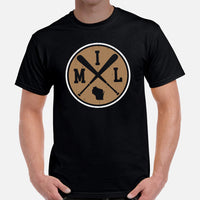 Vintage Milwaukee Baseball Emblem Fanatic T-Shirt: Gift Ideas for Him & Her, Baseball Lovers & Enthusiasts - Retro Style Game Day Shirt - Black, Men