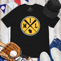 Vintage Milwaukee Baseball Emblem Fanatic T-Shirt: Gift Ideas for Him & Her, Baseball Lovers & Enthusiasts - Retro Style Game Day Tee - Black