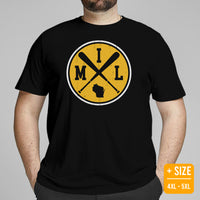 Vintage Milwaukee Baseball Emblem Fanatic T-Shirt: Gift Ideas for Him & Her, Baseball Lovers & Enthusiasts - Retro Style Game Day Tee - Black, Plus Size