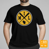 Vintage Milwaukee Baseball Emblem Fanatic T-Shirt: Gift Ideas for Him & Her, Baseball Lovers & Enthusiasts - Retro Style Game Day Tee - Black, Plus Size