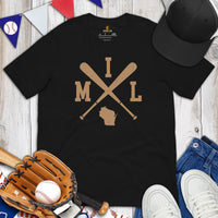 Vintage Milwaukee Baseball Emblem Fanatic T-Shirt: Ideal Gifts for Him & Her, Baseball Lovers & Enthusiasts - Retro Style Game Day Tee - Black