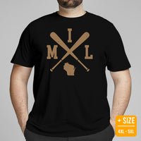 Vintage Milwaukee Baseball Emblem Fanatic T-Shirt: Ideal Gifts for Him & Her, Baseball Lovers & Enthusiasts - Retro Style Game Day Tee - Black, Plus Size