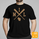Vintage Milwaukee Baseball Emblem Fanatic T-Shirt: Ideal Gifts for Him & Her, Baseball Lovers & Enthusiasts - Retro Style Game Day Tee - Black, Plus Size