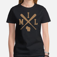 Vintage Milwaukee Baseball Emblem Fanatic T-Shirt: Ideal Gifts for Him & Her, Baseball Lovers & Enthusiasts - Retro Style Game Day Tee - Black, Women