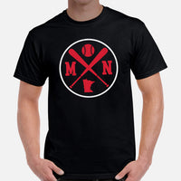 Vintage Minnesota Baseball Emblem Fanatic T-Shirt: Gift Ideas for Him & Her, Baseball Enthusiasts & Lovers - Retro Style Game Day Tee - Black, Men