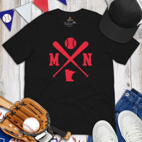 Vintage Minnesota Baseball Emblem Fanatic T-Shirt: Ideal Gifts for Him & Her, Baseball Lovers & Enthusiasts - Retro Game Day Shirt - Black