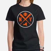 Vintage New York Baseball Emblem Fanatic T-Shirt: Gift Ideas for Him & Her, Baseball Enthusiasts & Lovers - Retro Game Day Tee - Black, Women