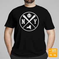 Vintage New York Baseball Emblem Fanatic T-Shirt: Gift Ideas for Him & Her, Baseball Enthusiasts & Lovers - Retro Style Game Day Tee - Black, Plus Size