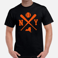 Vintage New York Baseball Emblem Fanatic T-Shirt: Ideal Gifts for Him & Her, Baseball Lovers & Enthusiasts - Retro Game Day Shirt - Black, Men