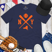Vintage New York Baseball Emblem Fanatic T-Shirt: Ideal Gifts for Him & Her, Baseball Lovers & Enthusiasts - Retro Game Day Shirt - Navy