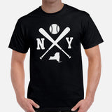 Vintage New York Baseball Emblem Fanatic T-Shirt: Ideal Gifts for Him & Her, Baseball Lovers & Enthusiasts - Retro Style Game Day Shirt - Black, Men