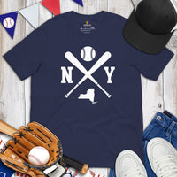 Vintage New York Baseball Emblem Fanatic T-Shirt: Ideal Gifts for Him & Her, Baseball Lovers & Enthusiasts - Retro Style Game Day Shirt - Navy