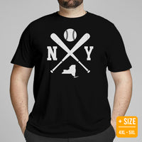 Vintage New York Baseball Emblem Fanatic T-Shirt: Ideal Gifts for Him & Her, Baseball Lovers & Enthusiasts - Retro Style Game Day Shirt - Black, Plus Size