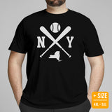 Vintage New York Baseball Emblem Fanatic T-Shirt: Ideal Gifts for Him & Her, Baseball Lovers & Enthusiasts - Retro Style Game Day Shirt - Black, Plus Size