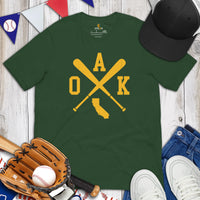 Vintage Oakland Baseball Emblem Fanatic T-Shirt: Ideal Gifts for Him & Her, Baseball Lovers & Enthusiasts - Retro Style Game Day Shirt - Forest