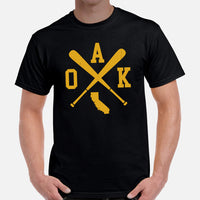 Vintage Oakland Baseball Emblem Fanatic T-Shirt: Ideal Gifts for Him & Her, Baseball Lovers & Enthusiasts - Retro Style Game Day Shirt - Black, Men