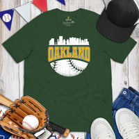 Vintage Oakland Skyline Baseball Fanatic Shirt: Gift Ideas for Him & Her, Baseball Lovers & Enthusiasts - Retro Style Game Day Shirt - Forest