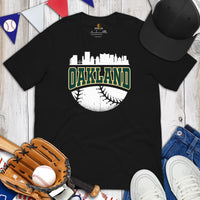 Vintage Oakland Skyline Baseball Fanatic Shirt: Gift Ideas for Him & Her, Baseball Lovers & Enthusiasts - Retro Style Game Day Tee - Black