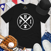 Vintage Philadelphia Baseball Emblem Fanatic T-Shirt: Gift Ideas for Him & Her, Baseball Enthusiasts & Lovers - Retro Game Day Tee - Black