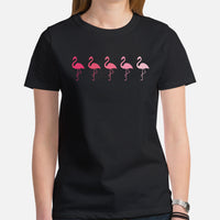 Camping & Hiking T-Shirt - Flamingo Shirt - Presents, Gift Ideas for Bird Lovers, Birdwatchers, Birders - Vintage Pink Flamingos T-Shirt - Black
