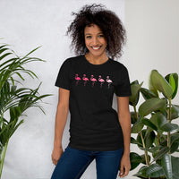 Camping & Hiking T-Shirt - Flamingo Shirt - Presents, Gift Ideas for Bird Lovers, Birdwatchers, Birders - Vintage Pink Flamingos T-Shirt - Black